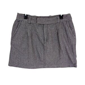 Free People Herringbone Tweed Mini Skirt Gray Size 8 100% Cotton